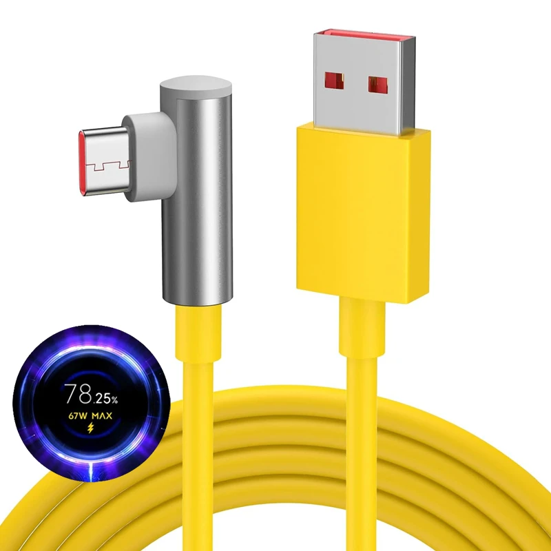 Cable tipo C de codo de 90 grados 6A 67W 120W carga rápida para Xiaomi Redmi Note 11T 12 13 POCO X5 Pro Mi Cable de carga Turbo 1m 1,8m