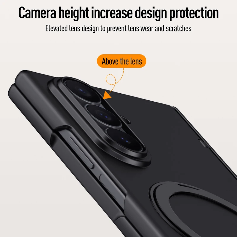 Para Samsung Galaxy Z Fold 7 funda magnética ELVEV bisagra agradable para la piel cubierta dura del teléfono con soporte giratorio de PC con película templada - imagen 5