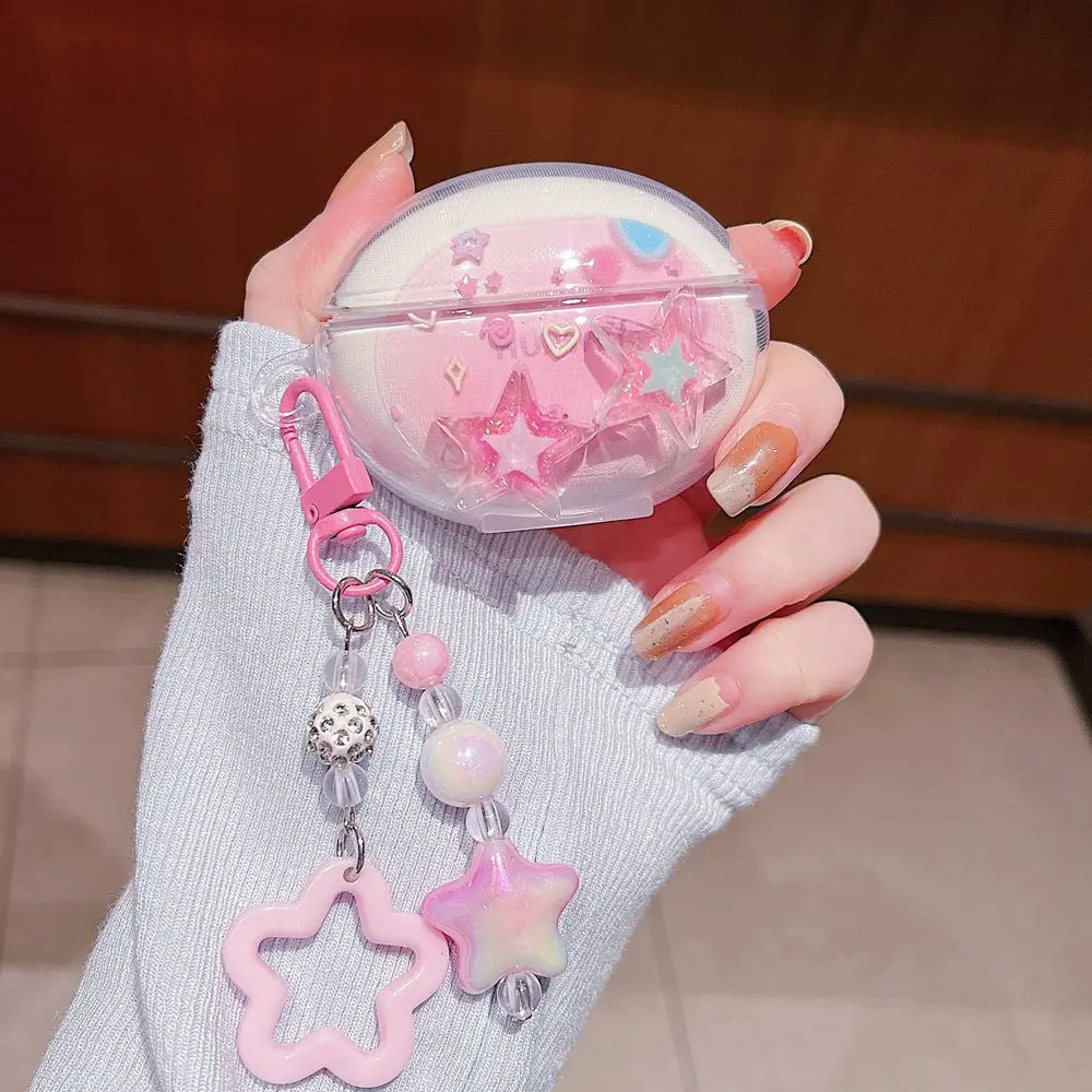 Funda de lujo con forma de mariposa y estrella de dibujos animados para Huawei FreeBuds 6i, accesorios para auriculares, funda protectora de silicona suave con llavero - imagen 2