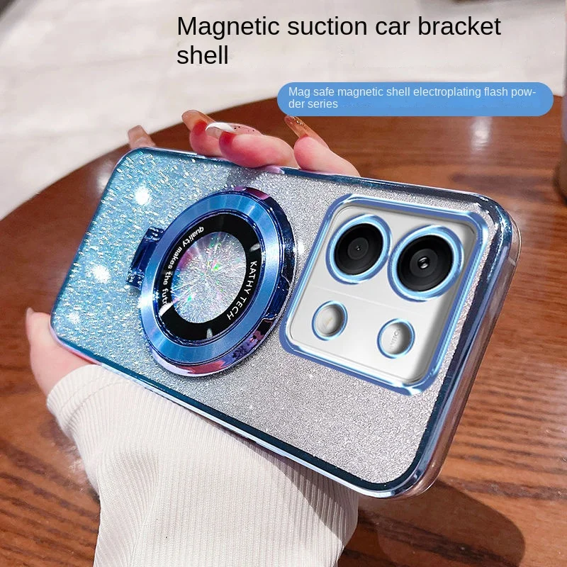 Funda trasera protectora magnética para Xiaomi Redmi Note 13, 12, 11, 10, 9, 8 Pro, anillo brillante - imagen 5