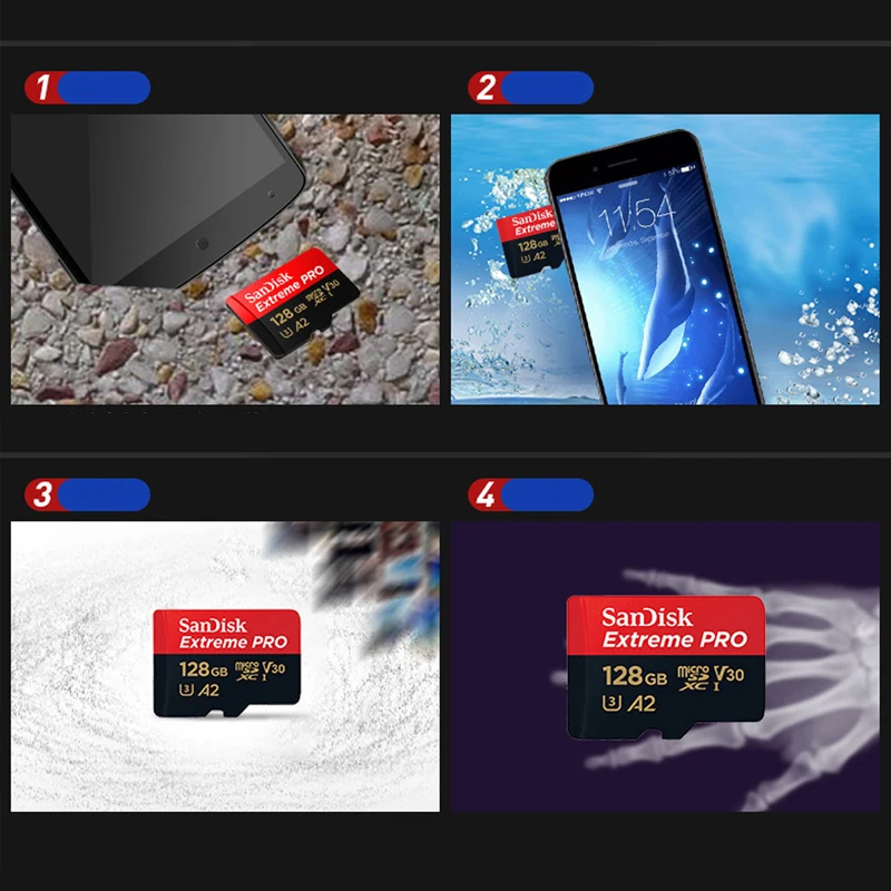 SanDisk-tarjeta de memoria Micro SD SDXC UHS-I, 512GB, 128GB, 64GB, U3, C10, V30, A2, 4K, Extreme PRO, adaptador de tarjeta Flash TF para DJI - imagen 5