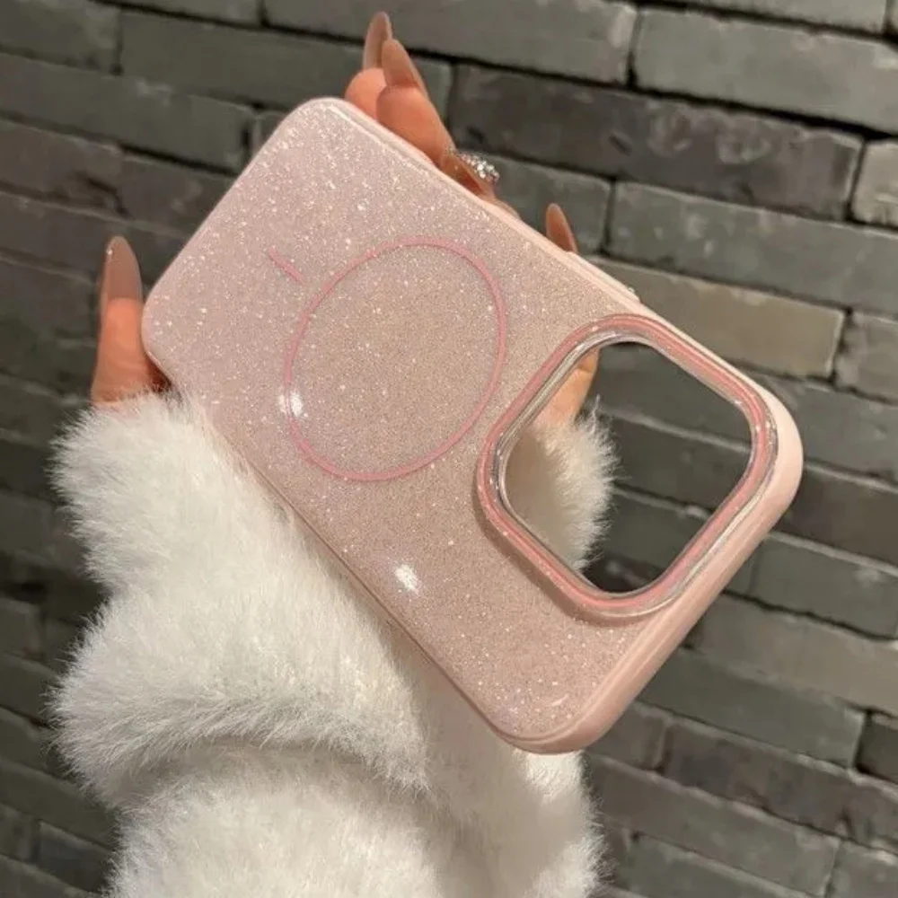 Funda de teléfono magnética brillante de lujo para iPhone 16 15 14 13 12 11 Pro Max para cubierta de carga inalámbrica magnética Magsafe - imagen 4