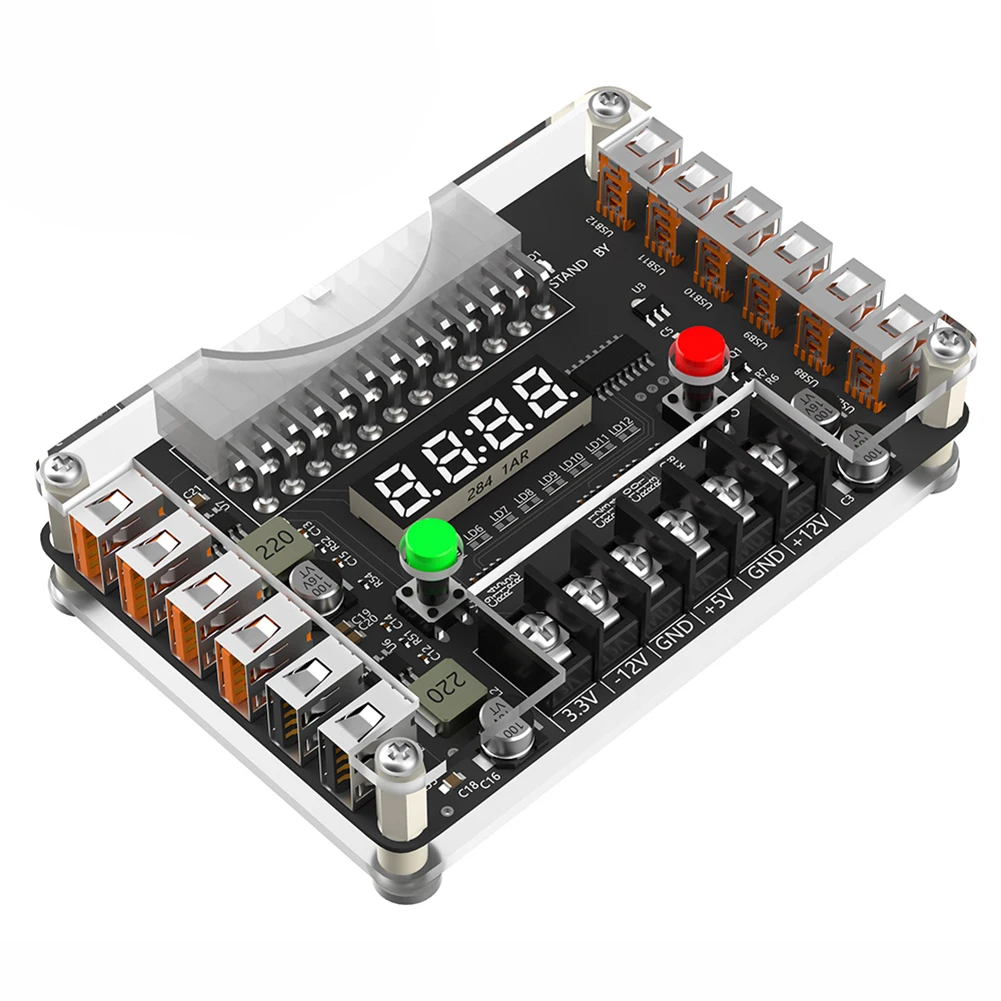 Módulo de placa de ruptura de alimentación ATX para ordenador y PC, 12 puertos USB 3A, 3,3 V, 5V, 12V -12V, voltaje de salida, fuente de alimentación ATX