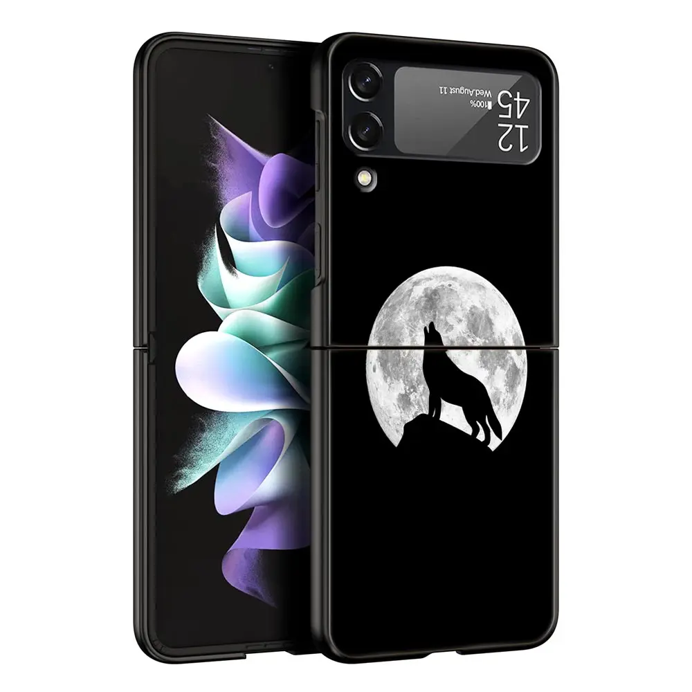 Funda de teléfono The Wolf para Samsung Galaxy Z Flip3 Flip4 Flip5 PC, carcasa parachoques para Z Flip 3 4 5, cubierta trasera plegable dura negra - imagen 4