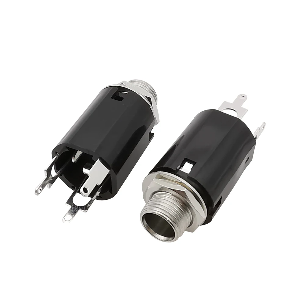 1/2/5/10 Uds Metal PJ617 6,35mm Adaptador convertidor de Audio PJ-617 3 pines 6,35 conector de toma de vídeo de doble canal con tuerca de tornillo