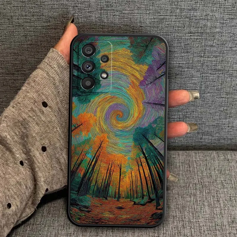 Funda de teléfono negra brillante luminosa para Samsung A42 A41 A35 A34 A33 A32 A25 A24 A23 A21s A04 A03 Note 20 Ultra 5G - imagen 5