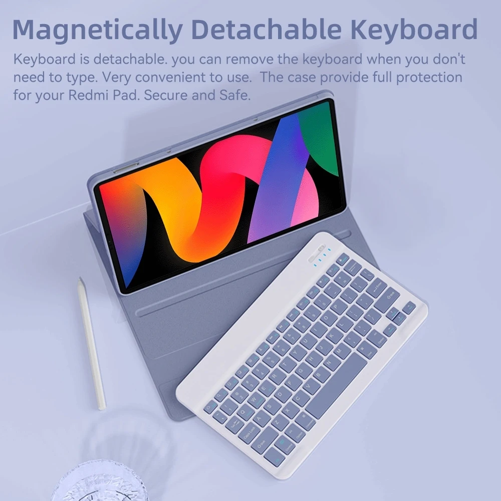 Para Redmi Pad SE Funda para teclado magnético de 11 pulgadas para Xiaomi Redmi Pad 10,61 pulgadas Funda de cuero con teclado y ratón - imagen 3
