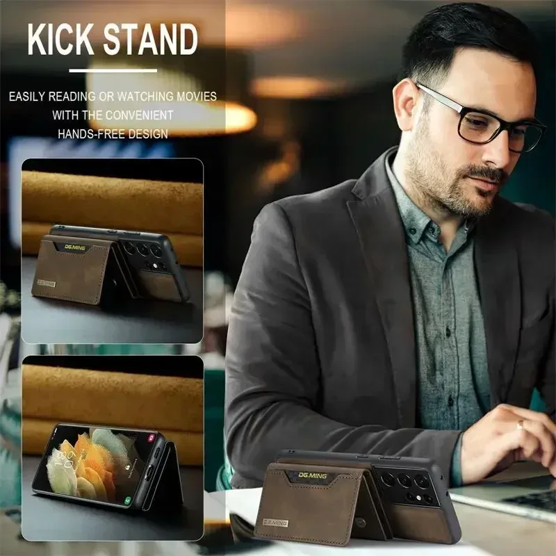 Funda de cuero de lujo con atracción magnética para teléfono, carcasa con tarjetero para Samsung Galaxy S23, S20, S21 FE, S22 Plus, Note 20 Ultra - imagen 3