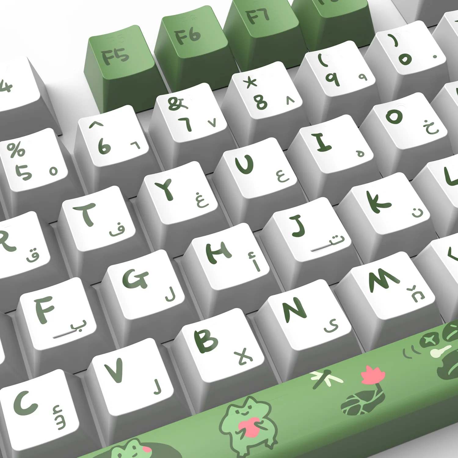 129 teclas Frog Keycaps árabe ruso coreano OEM altura 5 tinte lateral Sub PBT teclado mecánico verde AULA F75 AKKO FUN60 PRO Ajaz - imagen 4