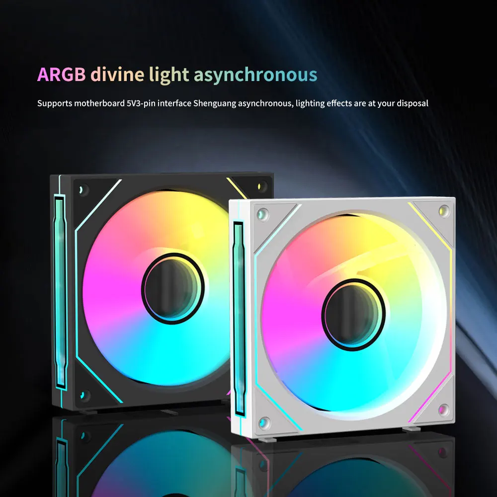 Coolcirc-ventilador con cubierta de PC sin cable, 12V/4 pines, PWM, 800-1800RPM, silencioso, 5V/3 pines, ARGB, paquete Triple, ventilador de 120mm para refrigeración por agua - imagen 2