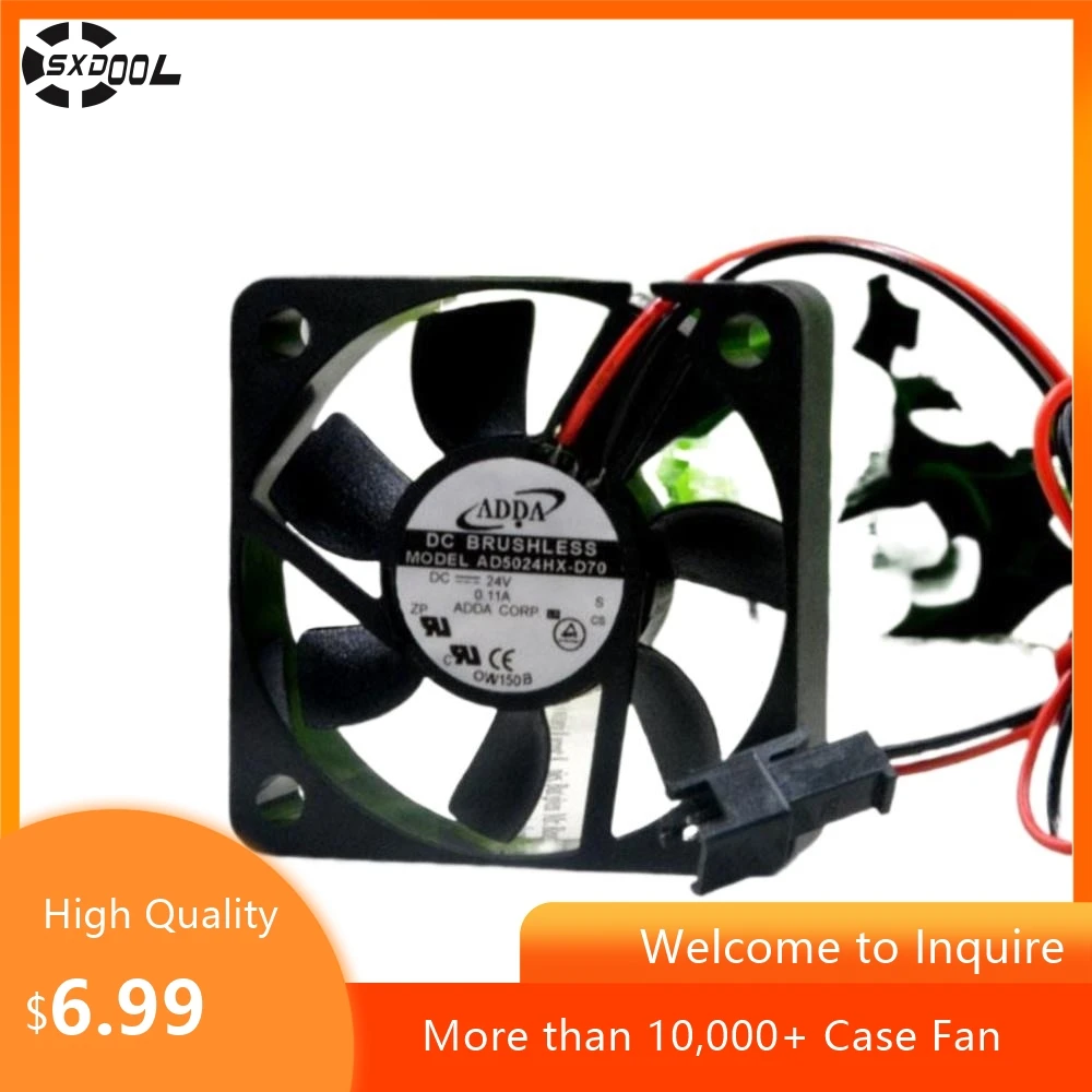 Ventilador de 50 mm para ventilador de refrigeración ADDA AD5024HX-D70 24 V 0.11 A, 5000 RPM, 11.2 CFM, 26 dBA para aplicaciones de telecomunicaciones inversores de servidor convertidor - imagen 2