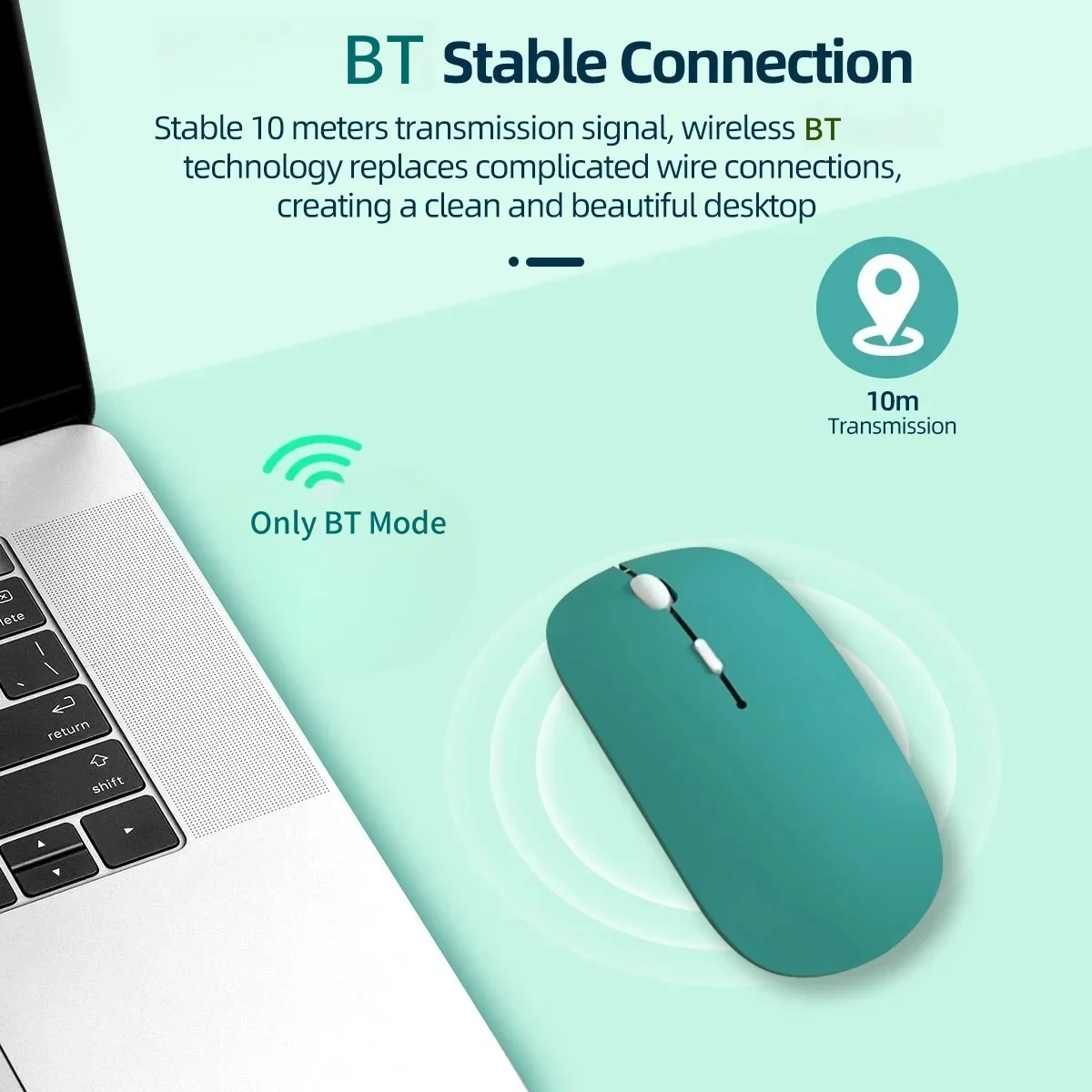 Ratón inalámbrico compatible con Bluetooth, ratón silencioso para ordenador, ratón portátil para juegos de trabajo para ordenador portátil, iPad Air Pro, tableta y PC - imagen 4