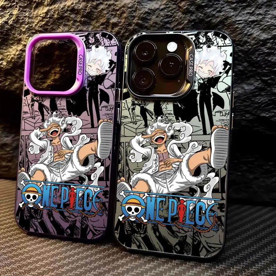 Funda de teléfono para iPhone 12 11 14 16Pro 13 Pro MAX XR 16e 14Pro XS MAX 15 funda suave O-One PiecesS Luffy 5 Gear - imagen 3