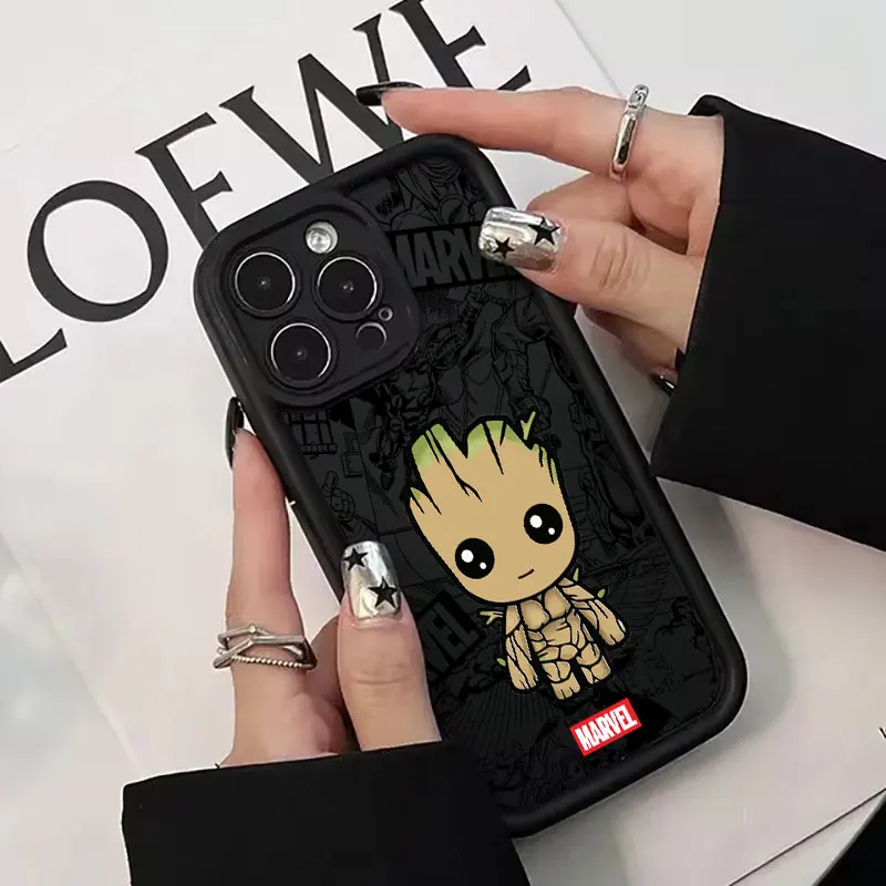 Funda de teléfono Groot Rocket Raccoon Marvel para iPhone 16 15 14 13 12 11 Pro Max Mini XR XS X 7 8 6 6s Plus cubierta trasera suave de TPU - imagen 5