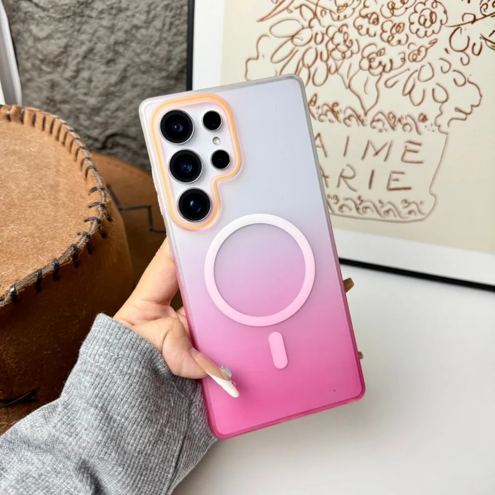 Para Samsung Galaxy S26 Ultra funda protectora trasera magnética MagSafe degradado duro a la moda para Samsung S25 S24 Ultra S26PLUS