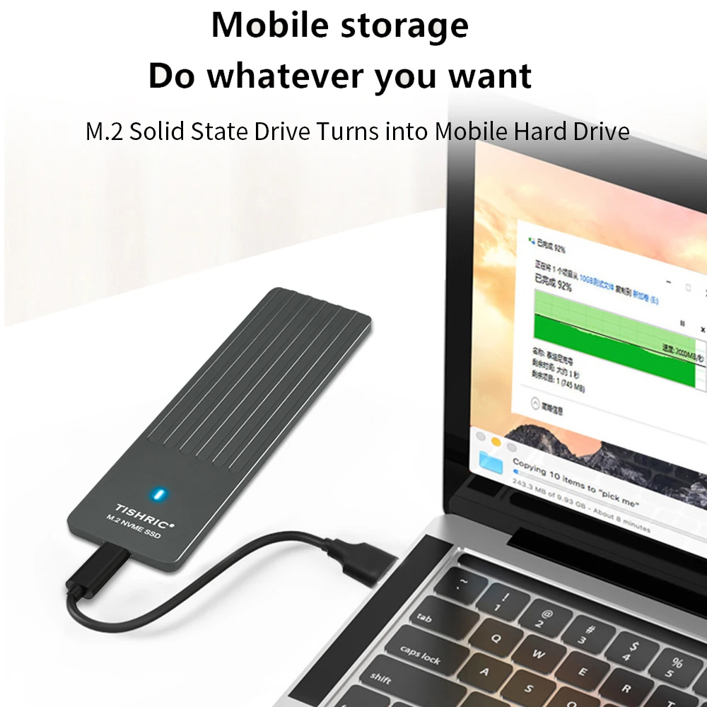 TISHRIC 10Gbps SSD M2 NVME carcasa de disco duro externo 5MM ultrafino M.2 M Key SSD USB a tipo C caja de disco duro para juegos - imagen 2