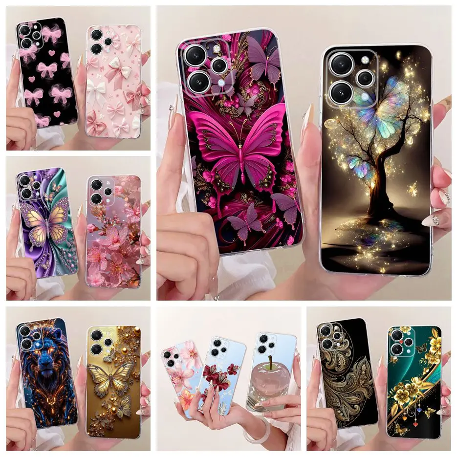 Para Xiaomi Redmi 12 funda de lujo mariposa árbol pintado cubierta 6,79 ''funda de teléfono delgada suave para Xiaomi Redmi 12 Redmi12 Fundas bolsas