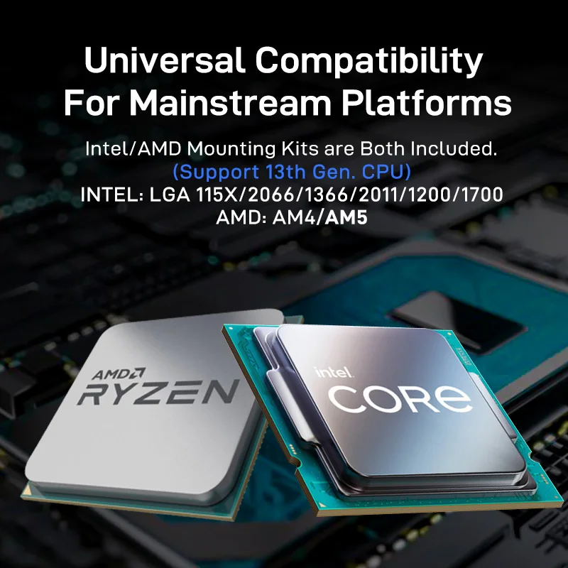 ALSEYE Disipador CPU ARGB 120mm PWM 6 Heatpipes Intel LGA1700