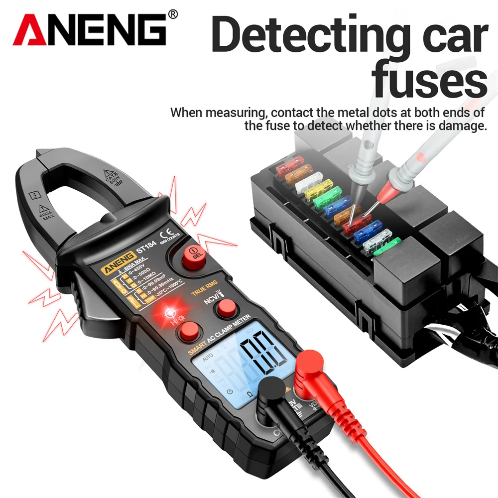 Multímetro de abrazadera ST184 + B15 0.1A 6000 probador de voltaje de abrazadera NCV 30-1000V medidor Detector de voltaje buscador de punto de interrupción de diagnóstico - imagen 4