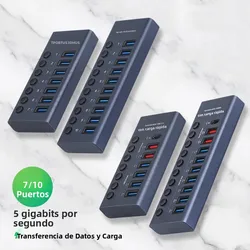 AIXXCO Hub USB 3.0 7 Puertos con Interruptor para MacBook