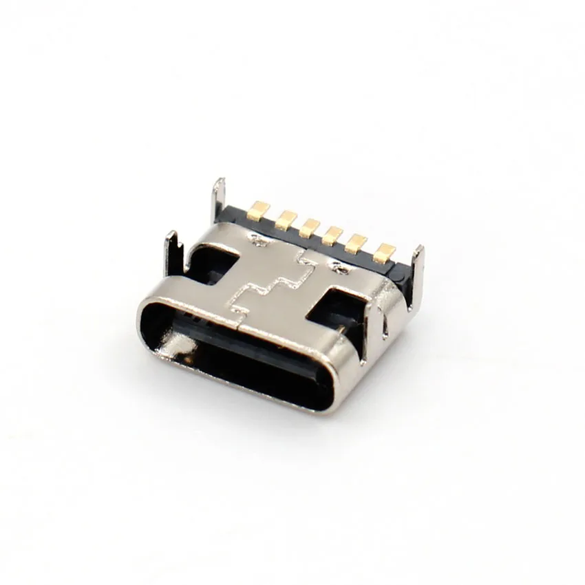10 unids/lote tipo C 6 pines USB SMT conector USB 3,1 tipo C colocación hembra SMD DIP para diseño PCB DIY carga de alta corriente - imagen 2