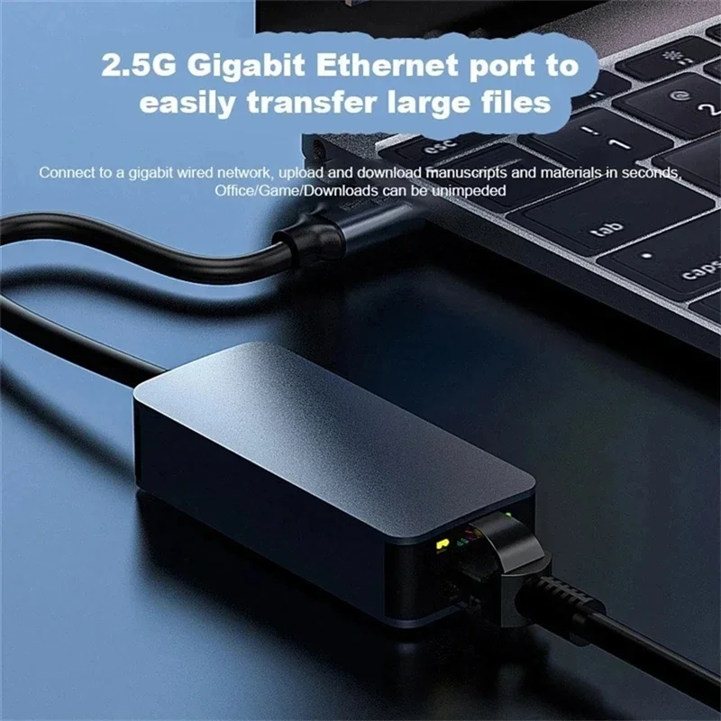 Adaptador Gigabit Ethernet de 2500Mbps USB 3,0 tipo C a RJ45 2,5G convertidor de tarjeta de red Lan Hub para Windows 8,1/10/11 para PC portátil - imagen 2