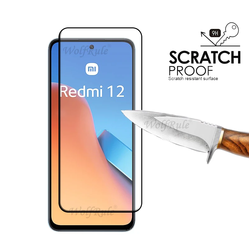 6 en 1 para Redmi 12 vidrio Xiaomi Redmi 12 vidrio templado cubierta completa pegamento 9H HD Protector de pantalla Redmi 12 lente de vidrio - imagen 2