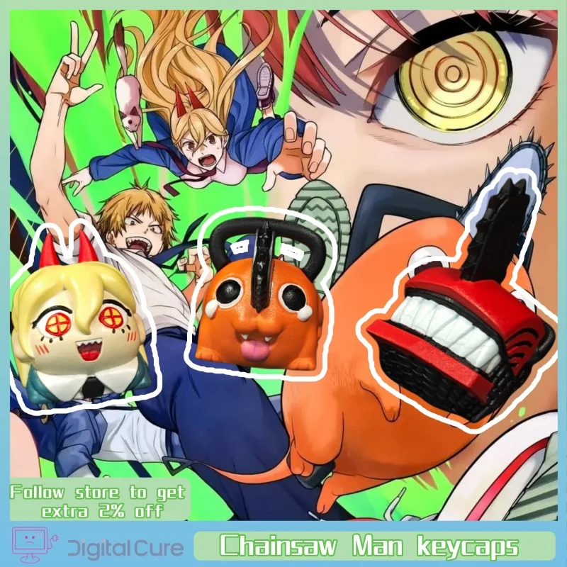 Teclas de motosierra para hombre, 1 Uds., Pochita Power versión Q, personaje Diy, teclas personalizadas, teclas de teclado mecánico personalizadas de Anime
