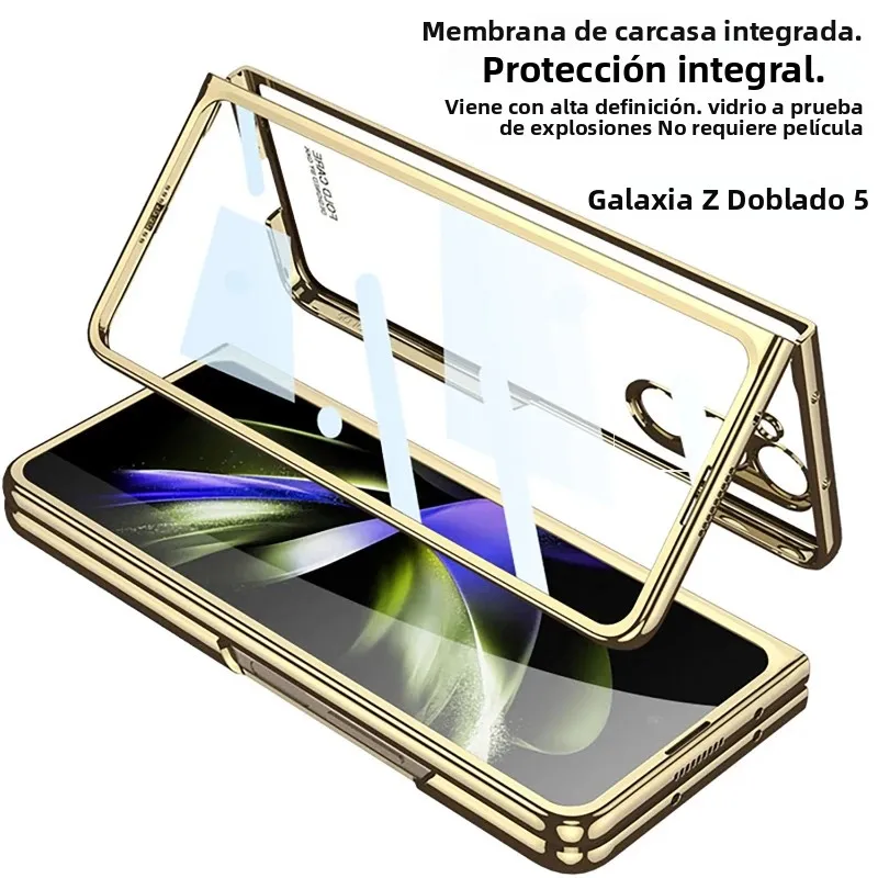 Para Samsung Galaxy Z Fold 7 Fold6 5 funda de lujo galvanizada transparente con vidrio templado plegable a prueba de golpes cubierta trasera dura - imagen 2