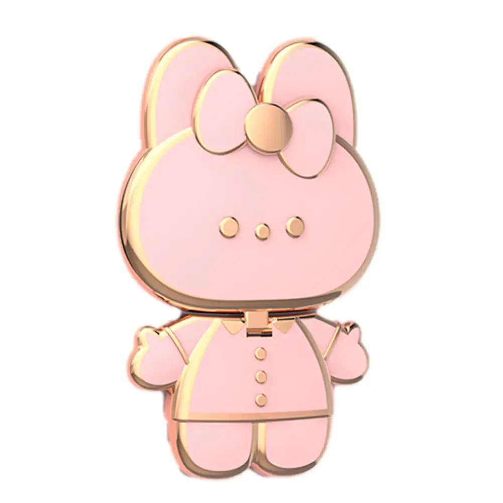 Soporte de teléfono oculto de conejito lindo 3D a prueba de golpes con espejo, soporte de conejo, hebilla perezosa para mujer y Niña K0I8 - imagen 3