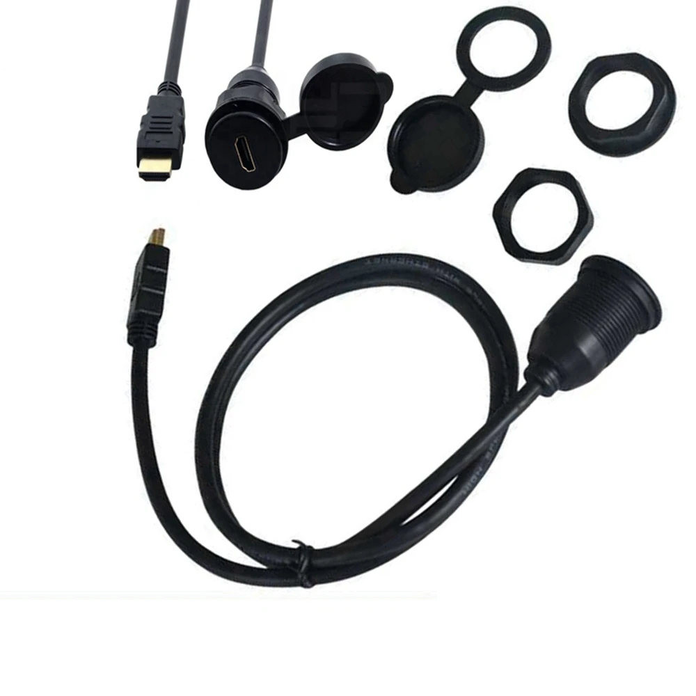 Conector de montaje para coche compatible con HDMI, cable de extensión para camión, barco, motocicleta, Dashba ord montado empotrado con placa de montaje - imagen 4