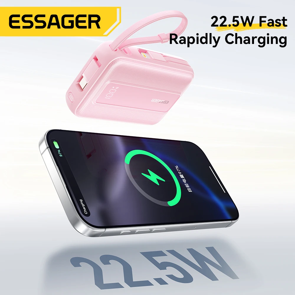 Essager 20000mAh Power Bank PD22.5W Cable Dual carga rápida Powerbank cargador de batería externo portátil para iphone Huawei ipad - imagen 3