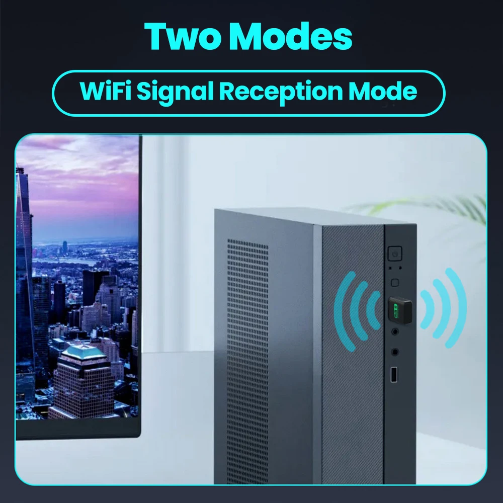 Tarjeta de red inalámbrica de doble banda de 2,4G/5,8 GHz, tarjeta de red inalámbrica USB, receptor WiFi de 1300M, sin controlador para Win XP/7/8/8,1/10/11 - imagen 5