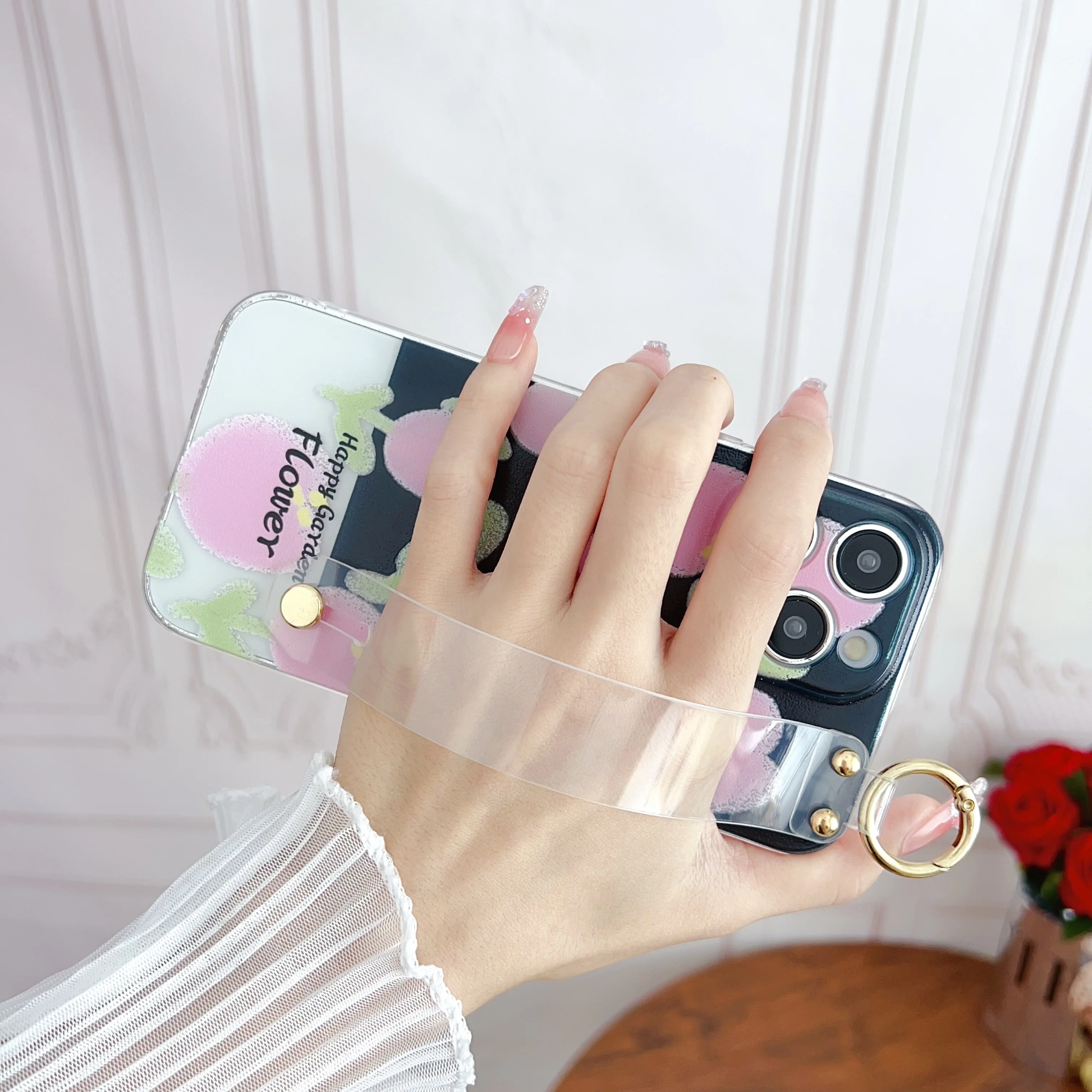 Para Huawei Nova 3 3i 4 4E 5 5T 5i 6 7 8 9 10 11 14 SE Pro funda de flores de moda correa de muñeca - imagen 4