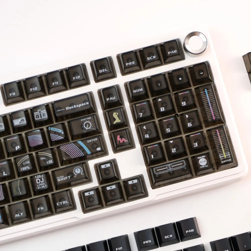 2 juegos de teclas de DJ, teclas transparentes negras de 160 + 114 teclas, perfil de cereza, Material PBT, teclas para teclado mecánico - imagen 4