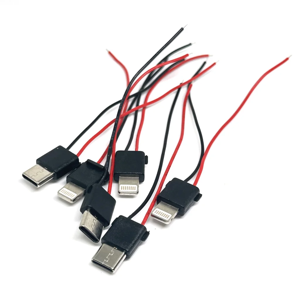 Enchufe macho USB para iphone tipo C, Conector de placa de chip, línea de carga DIY, piezas de adaptador de cable, tipo de soldadura, 2 pines, 1 pieza - imagen 2