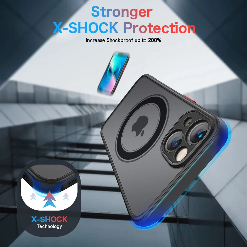 Armadura de lujo mate para Magsafe funda de carga inalámbrica magnética para iPhone 11 12 13 14 15 16 17 Pro Max Air Plus cubierta a prueba de golpes - imagen 5