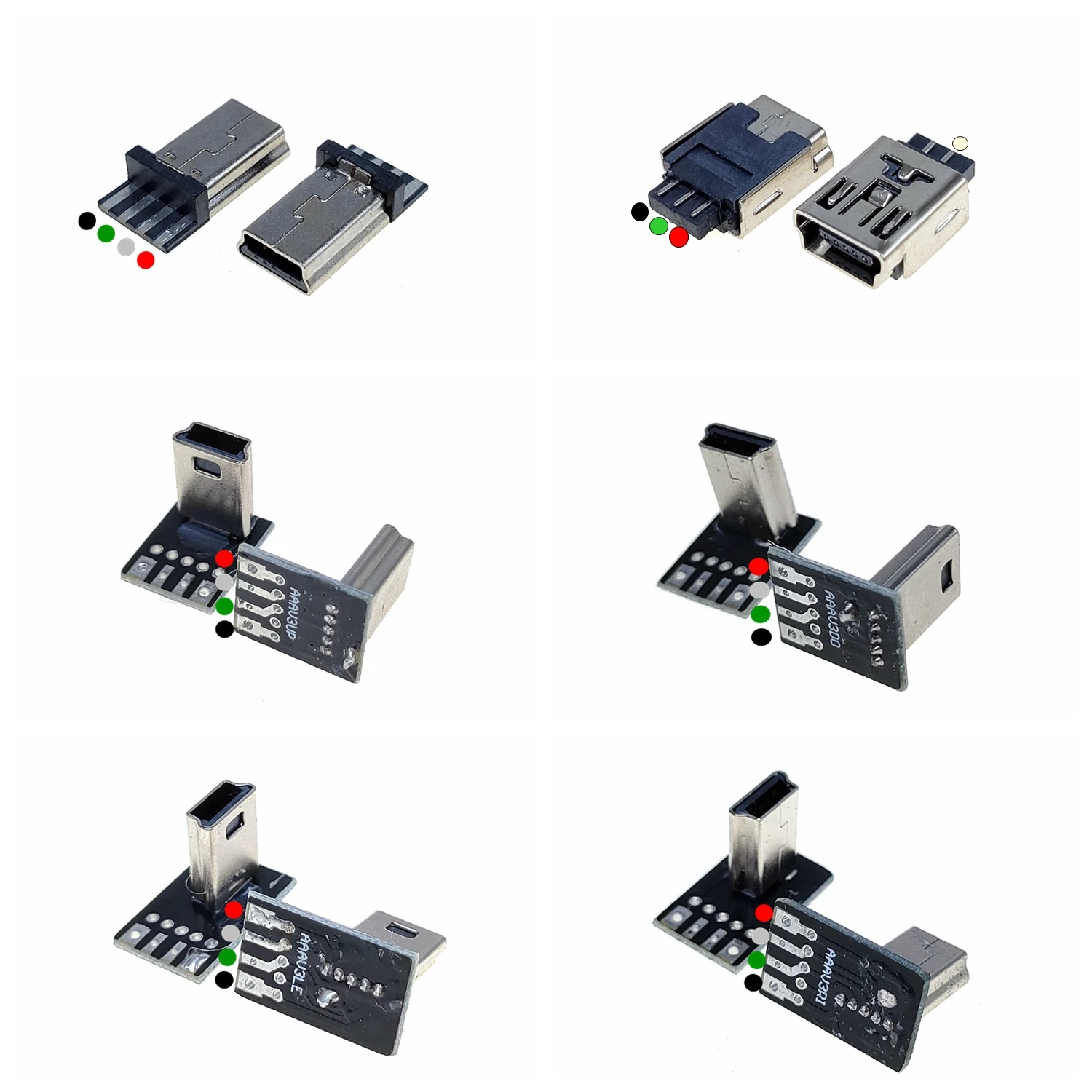 2 uds USB 2,0 enchufe arriba, abajo, izquierda, derecha DIY personalizado codo en forma de L 90 grados Android Micro tipo C Mini fuente de alimentación de datos USB - imagen 2