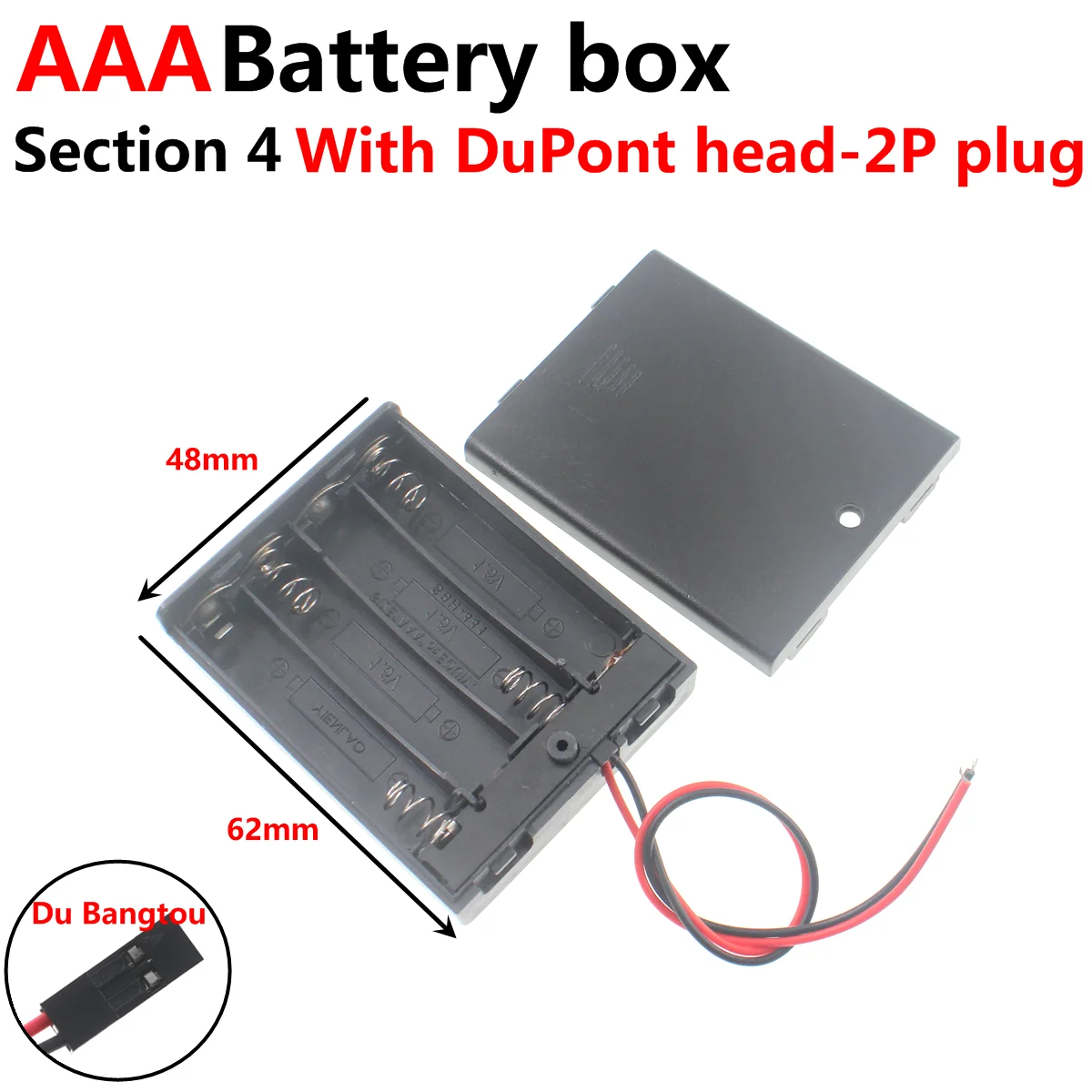 Caja de batería AAA de 5 piezas, soporte con cables, 1x2x3x4, 1 2 3 4 ranuras, enchufe de cabeza XH2.54 5,5-2,1 - imagen 5