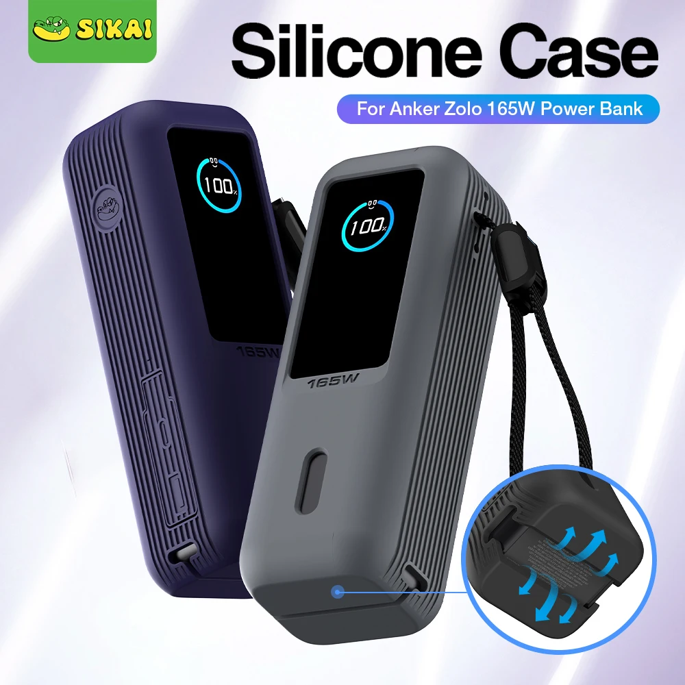 Funda protectora de silicona a prueba de polvo, Estuche de transporte de viaje para Anker Zolo 25000mAh 165W Power Bank TF/SIM, bolsa de almacenamiento - imagen 2