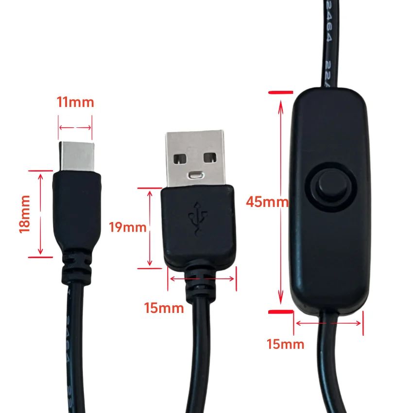 1 unidad 3A Cable USB a tipo C para Samsung S10 S9 S8 Huawei P30 Pro Raspberry Pi 4B cargador de teléfono de carga rápida con interruptor de encendido y apagado - imagen 2