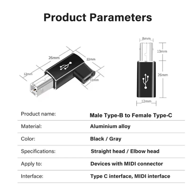 Adaptador tipo C hembra a USB-B macho, adaptador cuadrado de impresora USB 2,0 para impresora, teclado de Piano, máquina de Fax, escáner, interfaz MIDI - imagen 4