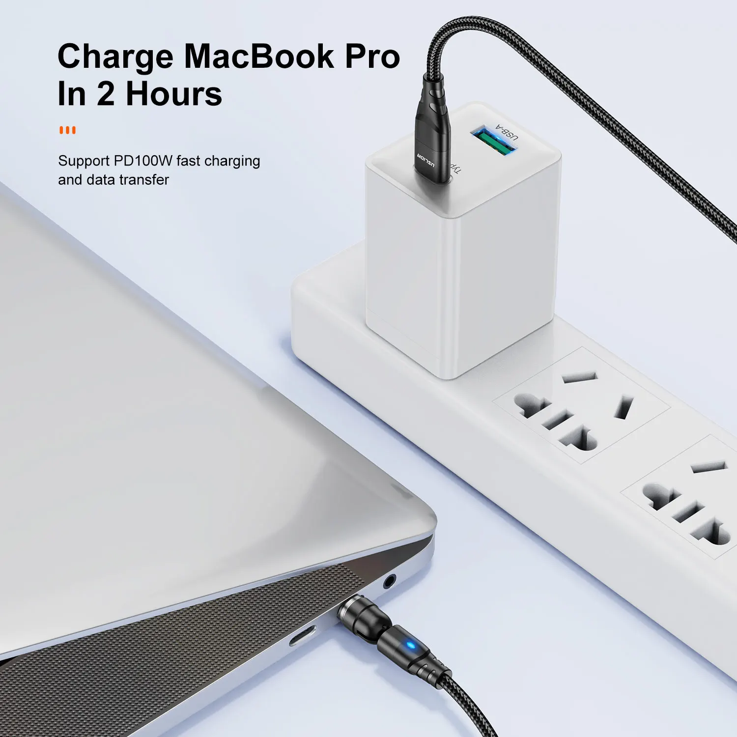 USLION 5A 100W Cable de carga rápida magnético para Macbook iPad USB C a tipo C Cable de datos iPhone 15 14 Pro Max Samsung Xiaomi 14 - imagen 3