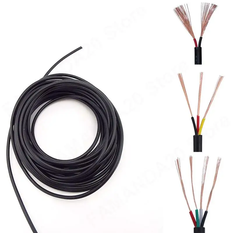 Cable de alimentación de PVC con núcleo de 2, 3 y 4 pines, conector de extensión de cobre, Cable de Audio, 28, 26AWG, 24, 22 AWG, línea suave DC M20