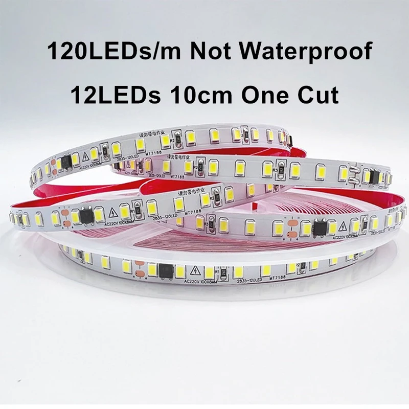 Tira de luces LED AC 220V 2835 120/240 LED/m 5M 220V tira de LED 220 V voltios iluminación de alto brillo lámpara de cinta de diodo Flexible suave - imagen 5