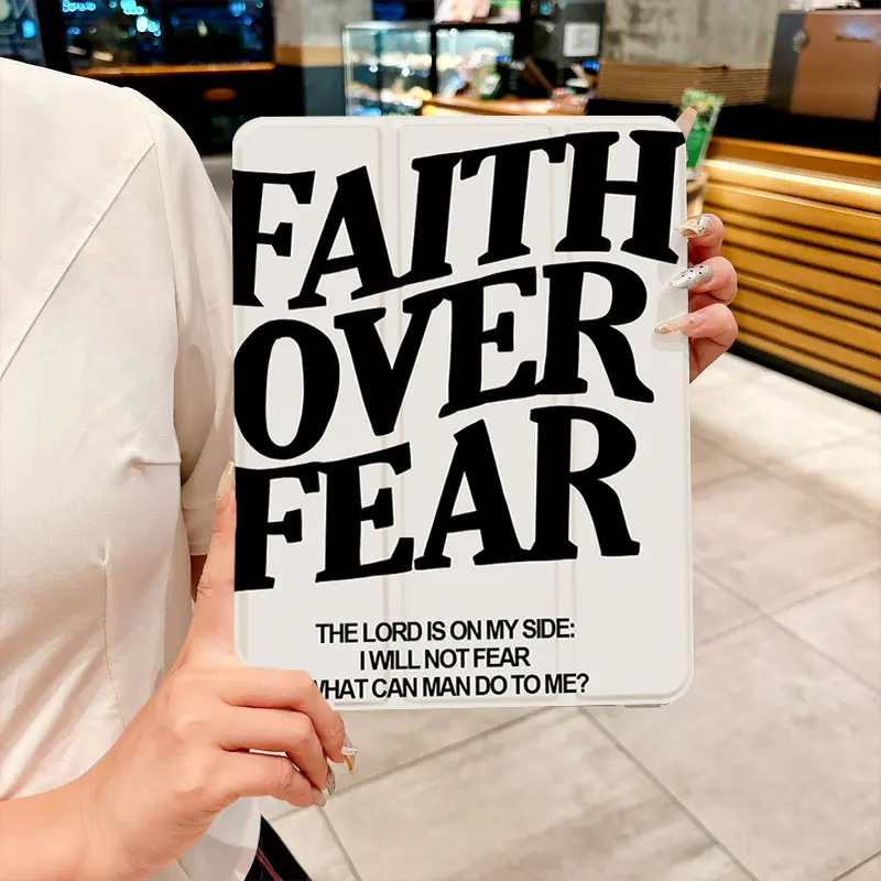 Ins FAITH OVER FEAR Funda para tableta triple para iPad pro 10/11/2020/6th/7th /8th /Air 3rd/Air 4th/9th gen/Air 5th Gen 2022/Air 11 - imagen 2