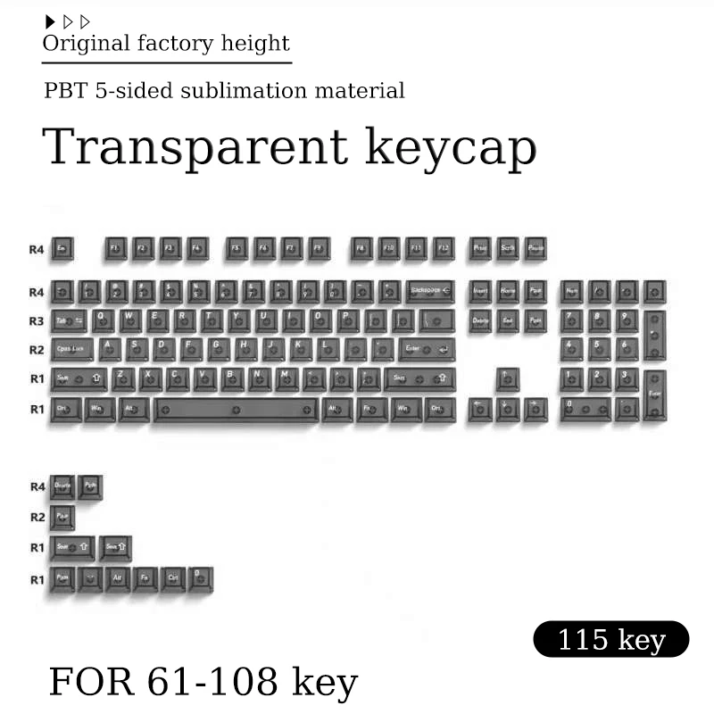 Teclas totalmente transparentes con altura original de fábrica de 115 teclas hechas de material PBT para teclado Cherry MX Switch Gamer - imagen 2