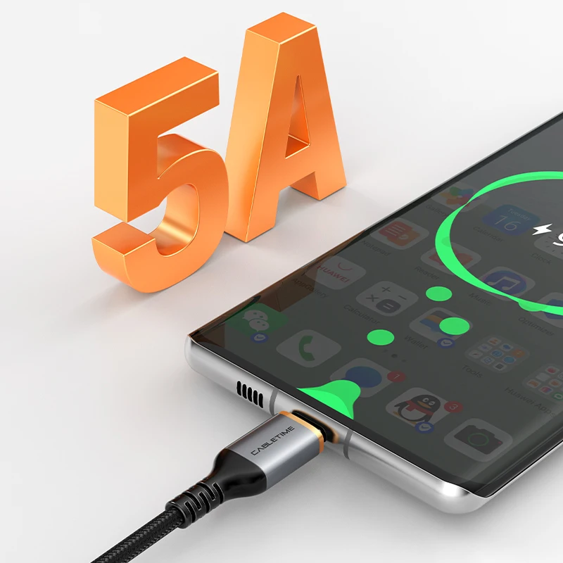 CABLETIME 5A USB tipo C Cable súper carga QC3.0 cargador de Cable de datos para Samsung xiaomi redmi Huawei Nova - imagen 2
