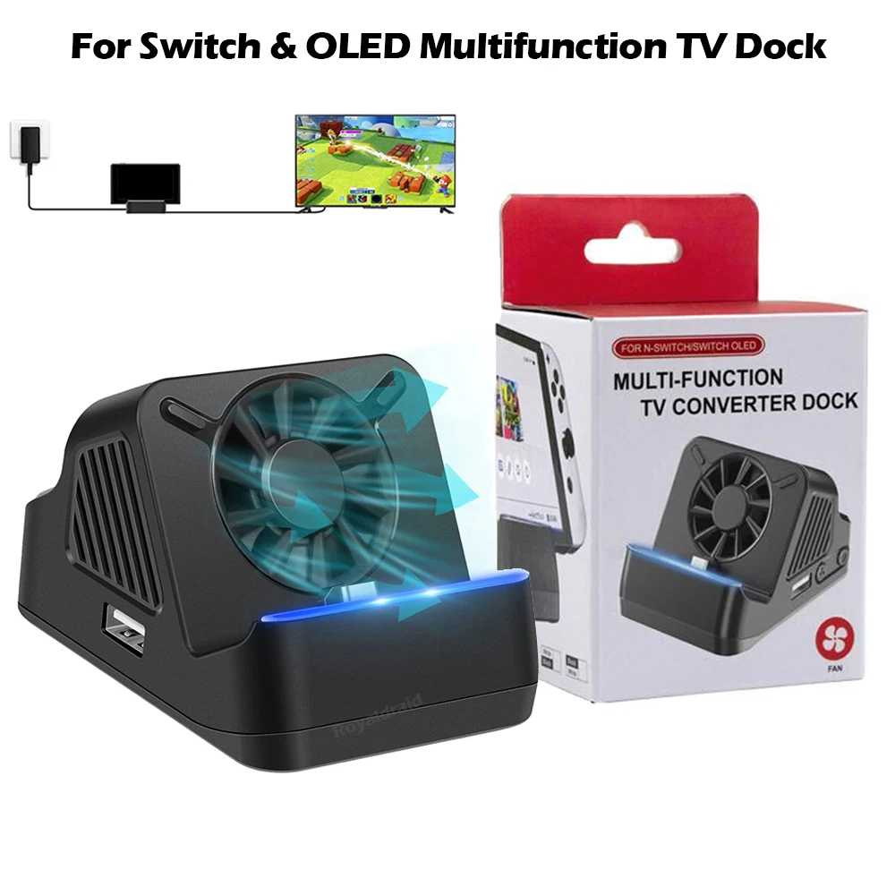 Base de carga multifunción para proyector de TV, dispositivo portátil con ventilador de refrigeración, puerto USB 3,0 para Nintendo Switch, OLED, novedad