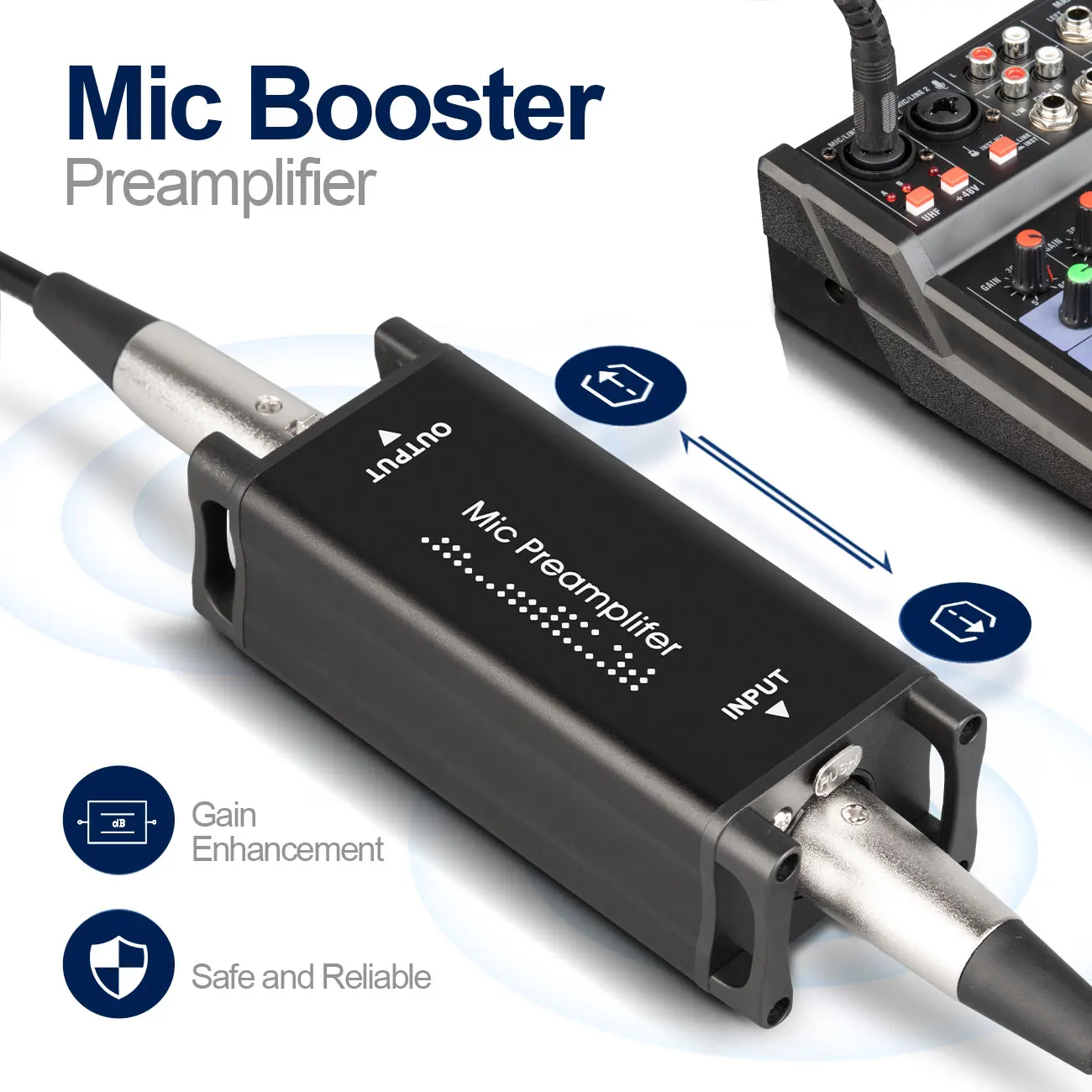 AMPLIFICADOR DE GANANCIA DE preamplificador de Micrófono Depusheng MX2 para micrófono dinámico, ganancia máxima de 75dB para Podcast Vocal, grabación de estudio en casa - imagen 4